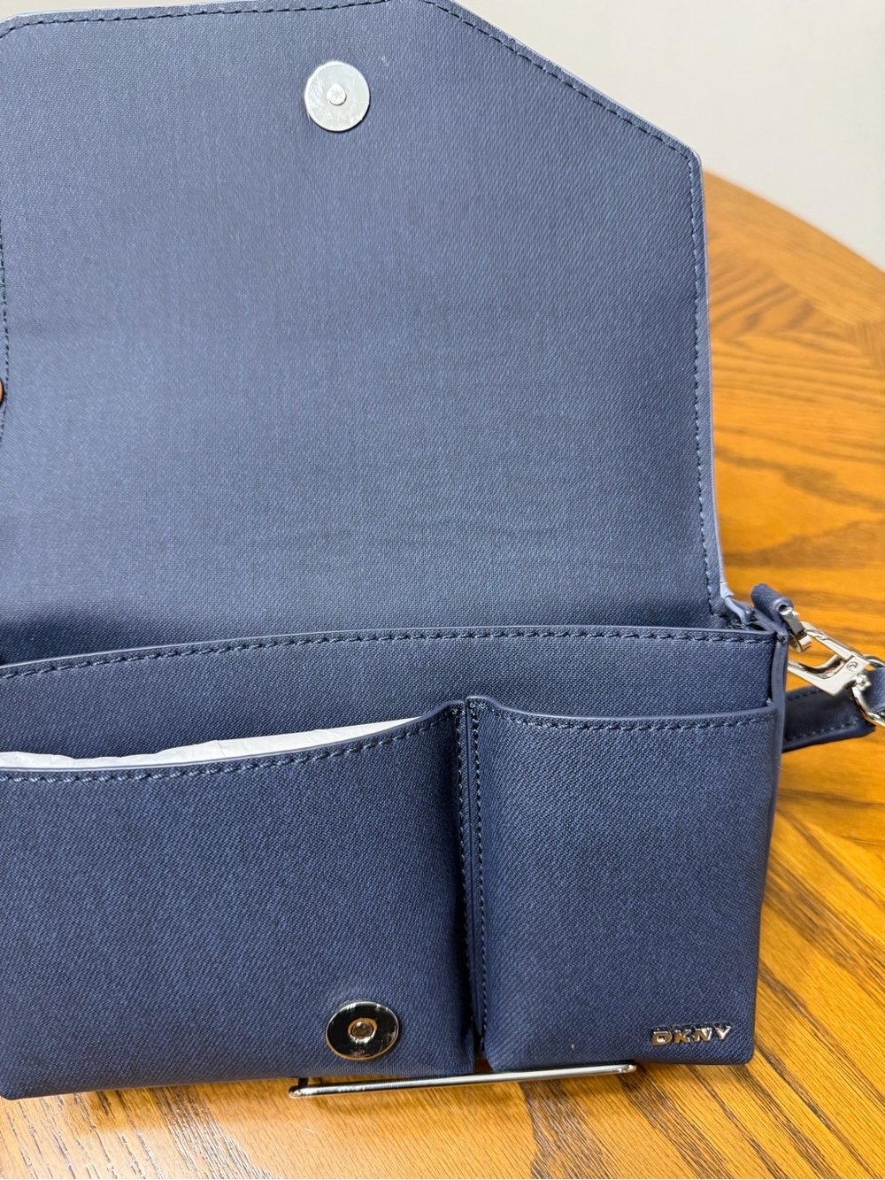 DKNY Denim & Navy Shoulder Bag with Smiley Charm - Picture 7 of 7